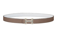 HERMES H Email Quadrige Silver Buckle Epsom Calfskin Double-Sided Belt Belt Women's Elephant Gray/White Width: 2.4cm