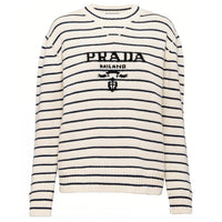 PRADA Intarsia logo Striped Cashmere Jumper
