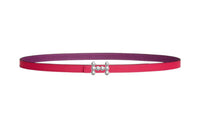 HERMES Iconic Bubble Silver Buckle Calfskin Double-Sided Leather Belts Women's Red Width 13mm