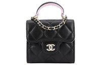 CHANEL Sheepskin Clutch, Shoulder Bag, Crossbody Bag Regular Women's Pink & Black