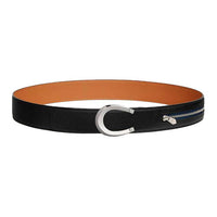 HERMES Calfskin Leather Belts Men's Black Width: 3.8CM