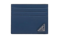 PRADA Saffiano Leather Card Holder Men's Blue