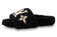 LOUIS VUITTON Bom Dia Slide Slippers Women's Black