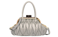 MIU MIU Soft Sheep Leather Handbag Regular Women's Marble Gray