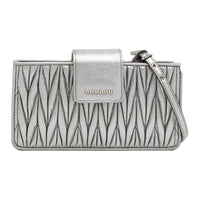 MIU MIU Calfskin Shoulder Bag Women's Silver