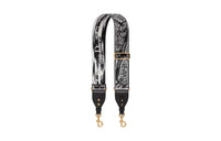 DIOR Embroidered Cow Leather Patchwork Bag Straps Women's Black/White