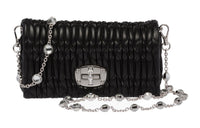 MIU MIU CRYSTAL Sheepskin Crossbody Bag, Shoulder Bag Mini Women's Black