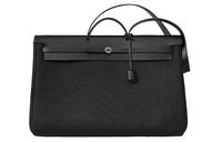 HERMES Canvas With Leather Handbag Shoulder Bag Crossbody Bag Men's Black