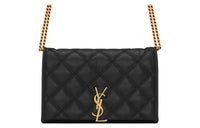 SAINT LAURENT BECKY Lambskin Wallet, Crossbody Bag, Shoulder Bag Women's Black