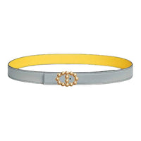 HERMES Calfskin Leather Belts Women's Gray Width 2.4CM
