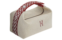 HERMES Bride-a-Brac Fabric Surface Toiletry Bag Small Size Unisex Red