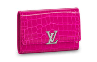 LOUIS VUITTON Capucines Shiny Alligator Leather Wallet Women's Peach Pink