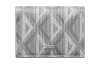 DIOR Cowhide Patchwork Canvas Card Holder Men's Gray