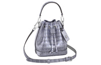 LOUIS VUITTON NOE High-Gloss Crocodile Leather Handbag Shoulder Bag Crossbody Bag Extra Mini Women's Silver Gray