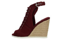 PRADA Wedge Heel One Strap Sandals Women's Red