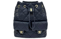 CHANEL Calfskin Hobo Bag Backpack Small Size Women's Dark Blue