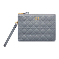 DIOR Caro Soft Calfskin Clutch Medium Size Women's Cloud Blue