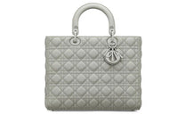 DIOR Lady Dior Calfskin Dior Bag Shoulder Bag Handbag Large Size Women's Gray