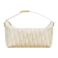 DIOR DiorTravel Cotton Portable Clutch Medium Size Women's Gold & White