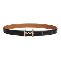 HERMES Calfskin Leather Belts Women's Black Width 2.4CM