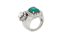 SAINT LAURENT Faux Crystal Rings Women's Silver