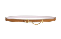 HERMES Carrousel Double Sided Leather Belts Women's Brown Width 1.3CM
