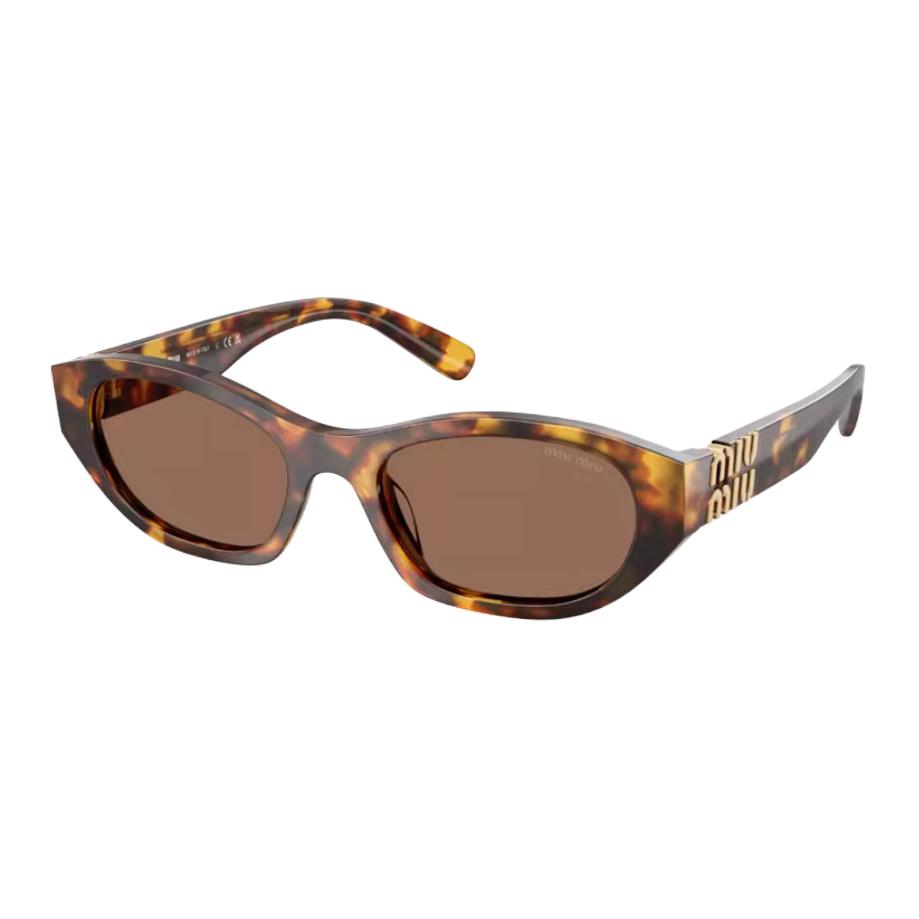MIU MIU Plate Frame Irregular Shape Sunglasses Women's Brown Tortoiseshell