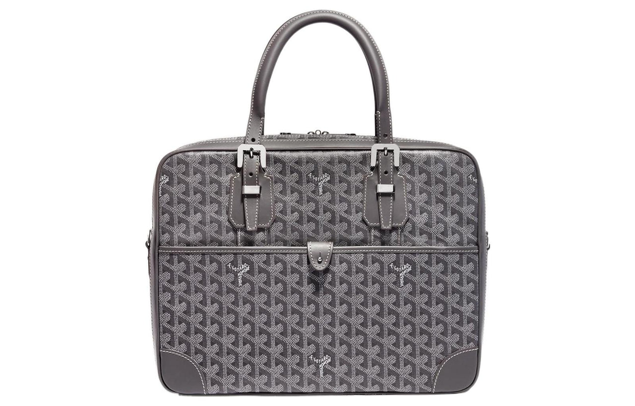 GOYARD Ambassade Canvas With Leather Handbags Briefcases Small Size Unisex Gray