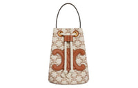 CELINE Fabric With Cow Leather One Shoulder Handbag Women's Brown & White