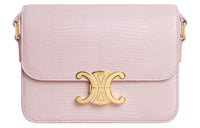 CELINE Triomphe Lizard Skin Handbag Shoulder Bag Crossbody Bag Women's Light Pink
