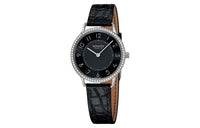 HERMES Wrist Watch Quartz Movement Crocodile Leather Strap Black Dial Women's