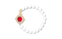 LOUIS VUITTON Brass Glass Beads Synthetic Cubic Zirconia Bracelets Women's White