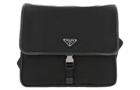 PRADA Nylon Leather Messenger Bag One Shoulder Crossbody Briefcase Men's Black