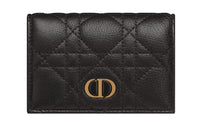 DIOR Caro Soft Calfskin Card Holder, Wallet Mini Women's Black