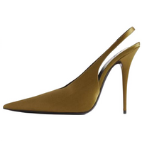 SAINT LAURENT L'Entracte Slim Heel High Heels 11cm Women's Olive Brown