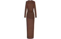 SAINT LAURENT Long Sleeved Dress Women's Chestnut