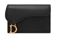 DIOR Saddle Sheepskin Saddle Bag Card Holder Unisex Black