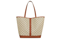 CELINE Cabas Cow Leather Binding One Shoulder Handbags Medium Size Women's Greige