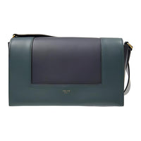 CELINE Frame Cow Leather Crossbody Bag Handbag Shoulder Bag Medium Size Women's Blue & Green