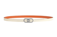 HERMES Plaisance Double Sided Smooth Buckle Leather Belts Women's White Width 1.3cm