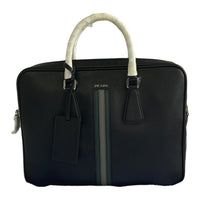 PRADA Cow Leather Briefcase Tubas Men's Black