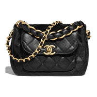 CHANEL 24K Calfskin Crossbody Bag Women's Black