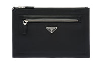 PRADA Saffiano Leather Toiletry Bags Storage Bags Clutch Medium Size Men's Black