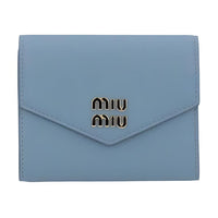 MIU MIU Leather Wallet Women's Haze Blue