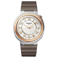 HERMES Cut Collection Wrist Watch Automatic Mechanical Movement Rubber Strap 36mm White Dial Women's Watch