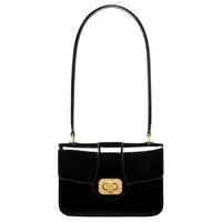 CELINE Patent Leather Calfskin Shoulder Bag Women's Black