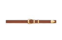 CELINE Western Style Buckle, Small Size, Pin Buckle Leather Belts Women's Brown Width 1.8cm