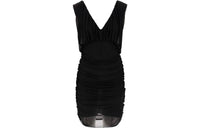 SAINT LAURENT Ruched V neck Minidress