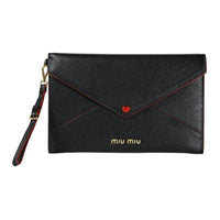 MIU MIU Lambskin Envelope Bag, Clutch Women's Black