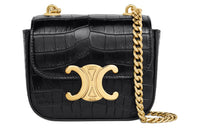 CELINE Nile Crocodile Leather Shoulder Bag Crossbody Bag Mini Women's Black